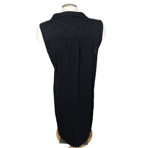 Womens XL Shirt Dress Black Sleeveless Knee Length Pima Cotton Blend Lilla P - Picture 4 of 7
